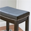 Linon Claridge Wood Set of Two Bar Stools Faux Leather Seats in Black