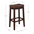Linon Claridge Wood Set of 2 Bar Stools Brown Faux Leather Seats in Brown Finish