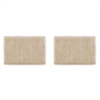 Linon Claridge Wood Set of 2 Bar Stools Beige Faux Leather Seats in Brown Finish