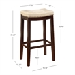 Linon Claridge Wood Set of 2 Bar Stools Beige Faux Leather Seats in Brown Finish
