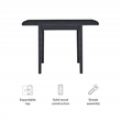 Linon Ervin Square Space Saving Drop Leaf Table in Black Painted Rubberwood
