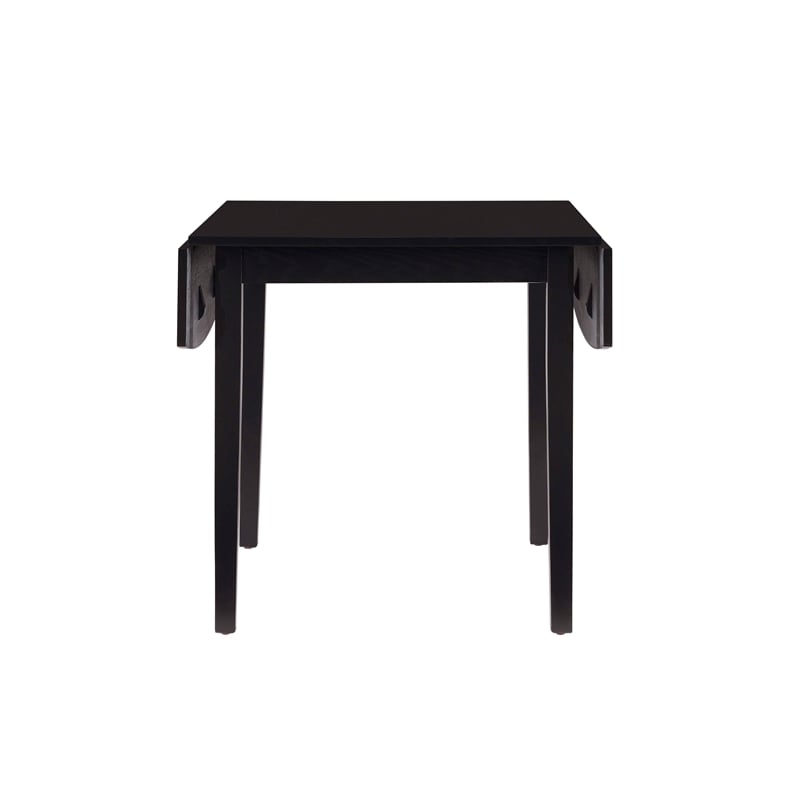Linon Ervin Square Space Saving Drop Leaf Table in Black Painted Rubberwood