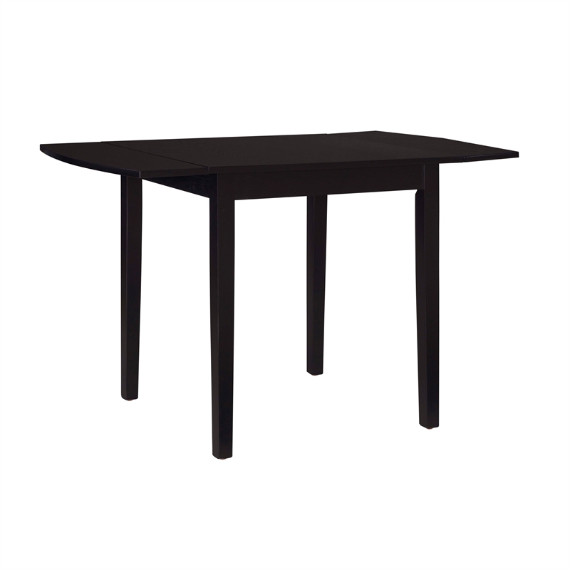 Linon Ervin Square Space Saving Drop Leaf Table in Black Painted Rubberwood
