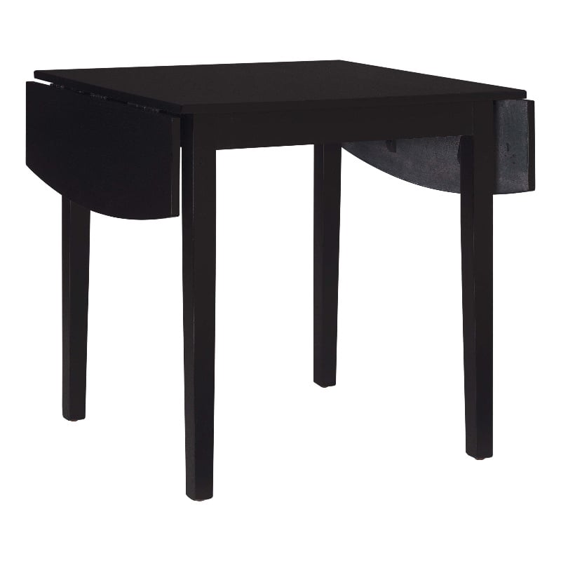 Linon Ervin Square Space Saving Drop Leaf Table in Black Painted Rubberwood