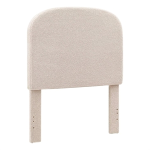 Linon Tristan Twin Sherpa Upholstered Rounded Headboard in Off White