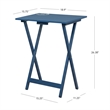 Linon Lorie 5 Piece Tray Table Set Planked Top Compass Design in Navy Blue Wood