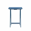 Linon Lorie 5 Piece Tray Table Set Planked Top Compass Design in Navy Blue Wood