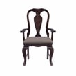 Linon Adrian Arm Chair Grey Upholstered Seat with Frame in Dark Brown Beechwood