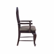 Linon Adrian Arm Chair Grey Upholstered Seat with Frame in Dark Brown Beechwood