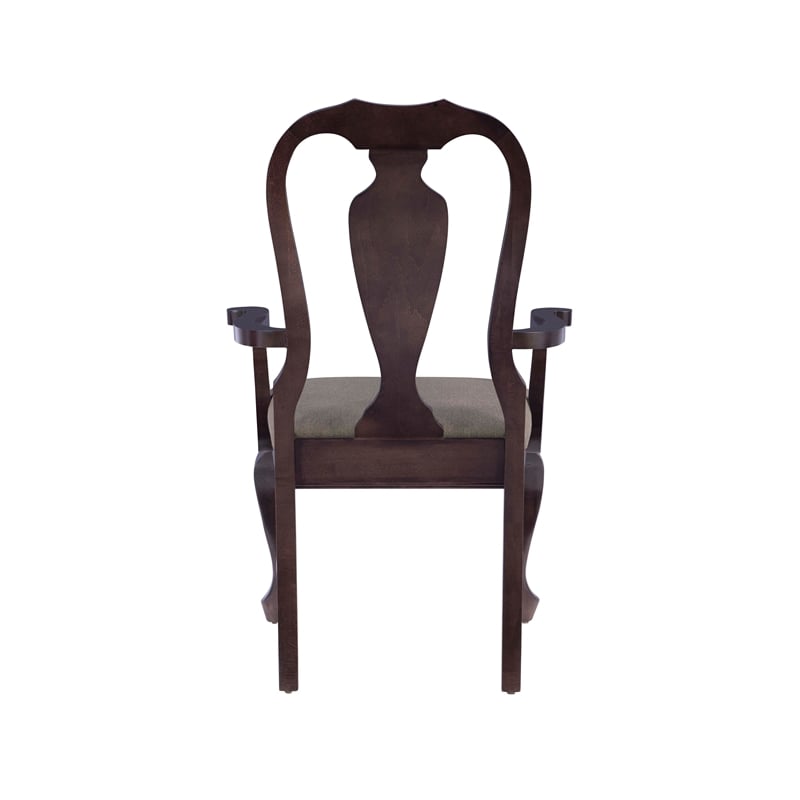 Linon Adrian Arm Chair Grey Upholstered Seat with Frame in Dark Brown Beechwood