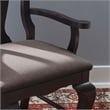 Linon Adrian Arm Chair Grey Upholstered Seat with Frame in Dark Brown Beechwood