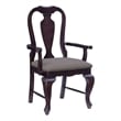 Linon Adrian Arm Chair Grey Upholstered Seat with Frame in Dark Brown Beechwood