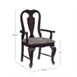 Linon Adrian Arm Chair Grey Upholstered Seat with Frame in Dark Brown Beechwood