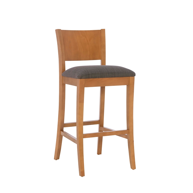 Linon Chase Wood Upholstered Seat Commercial Set of Two Barstools in Brown