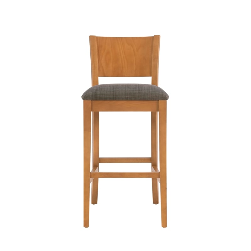 Linon Chase Wood Upholstered Seat Commercial Set of Two Barstools in Brown