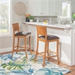 Linon Chase Wood Upholstered Seat Commercial Set of Two Barstools in Brown