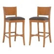 Linon Chase Wood Upholstered Seat Commercial Set of Two Barstools in Brown