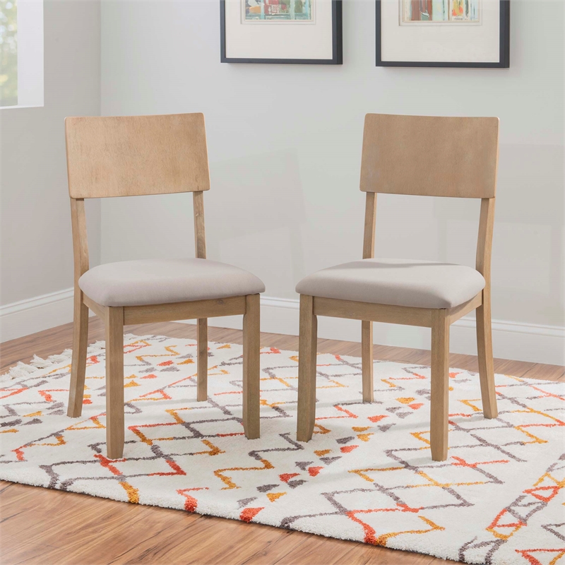 Linon Jordan Wood Set of Two Dining Chairs in Washed Gray