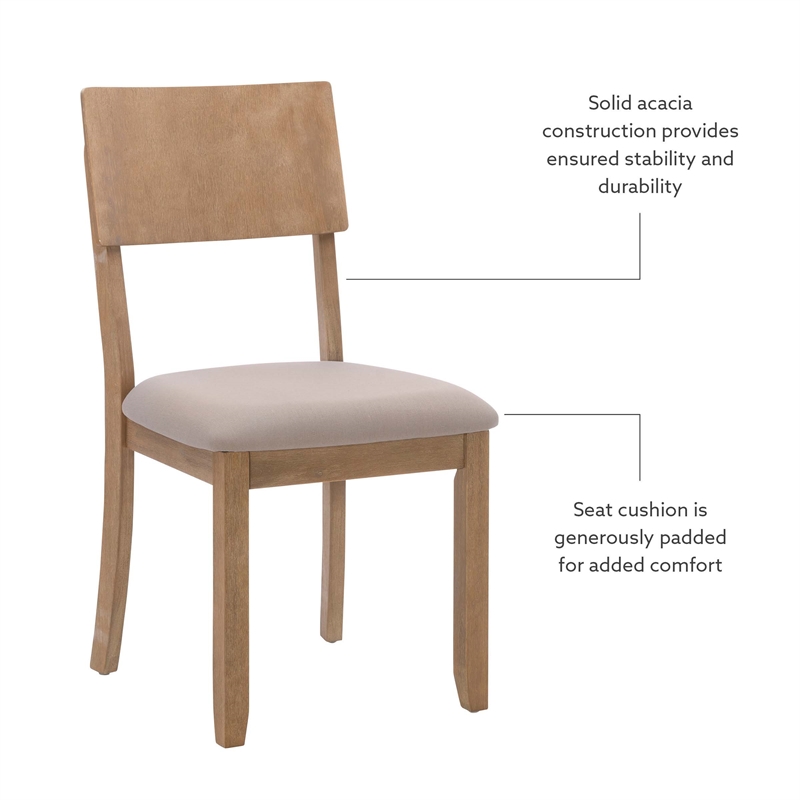 Linon Jordan Wood Set of Two Dining Chairs in Washed Gray