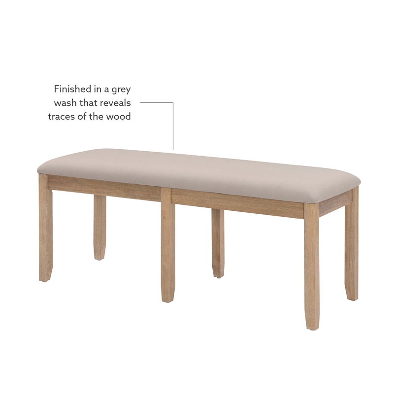Linon Jordan Wood Backless Bench in Washed Gray