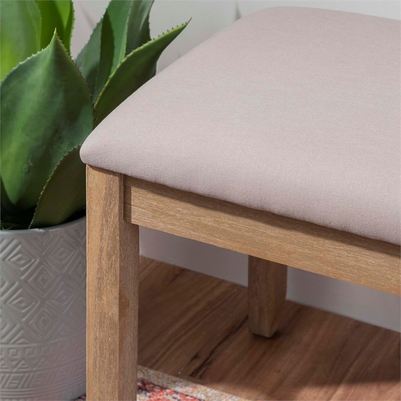 Linon Jordan Wood Backless Bench in Washed Gray