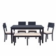 Linon Jordan Six Piece Upholstered Dining Set in Rustic Charcoal Gray Wood