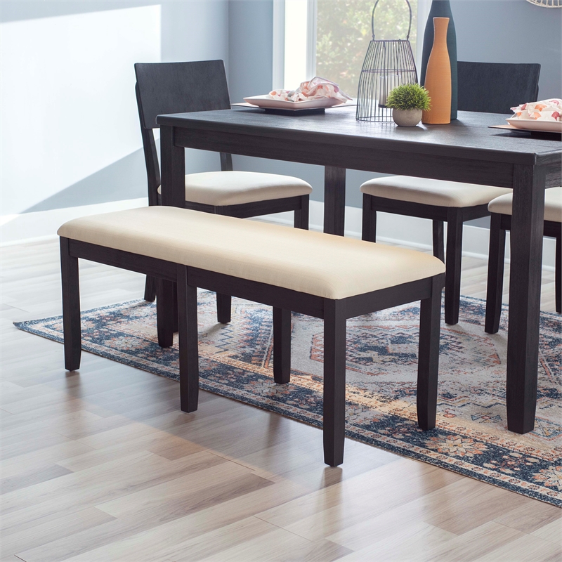 Linon Jordan Six Piece Upholstered Dining Set in Rustic Charcoal Gray Wood
