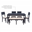 Linon Jordan Six Piece Upholstered Dining Set in Rustic Charcoal Gray Wood