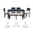 Linon Jordan Six Piece Upholstered Dining Set in Rustic Charcoal Gray Wood