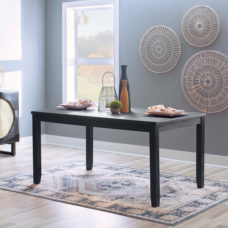 Linon Jordan Wood Dining Table in Dark Charcoal Gray