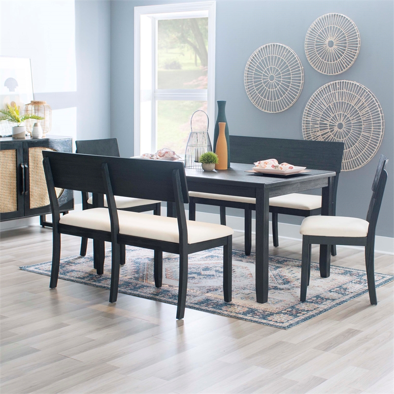 Linon Jordan Wood Dining Table in Dark Charcoal Gray