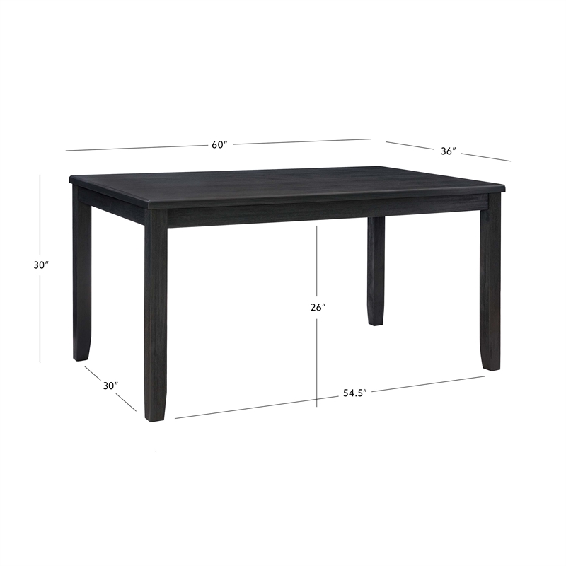 Linon Jordan Wood Dining Table in Dark Charcoal Gray