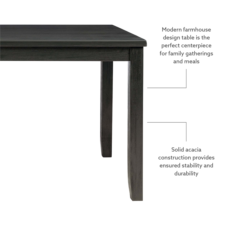 Linon Jordan Wood Dining Table in Dark Charcoal Gray