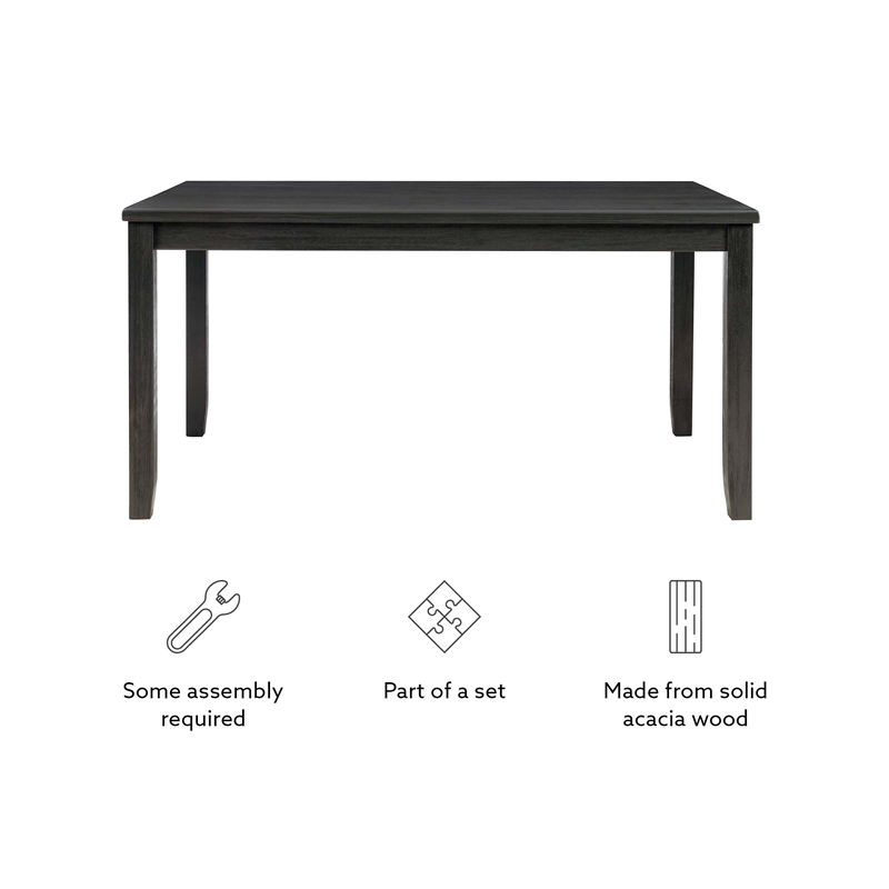 Linon Jordan Wood Dining Table in Dark Charcoal Gray