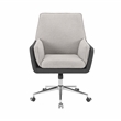 Linon Stella Faux Leather/Sherpa Swivel Rolling Office Chair in Gray & Black