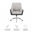 Linon Stella Faux Leather/Sherpa Swivel Rolling Office Chair in Gray & Black
