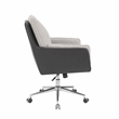 Linon Stella Faux Leather/Sherpa Swivel Rolling Office Chair in Gray & Black