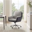 Linon Stella Faux Leather/Sherpa Swivel Rolling Office Chair in Gray & Black