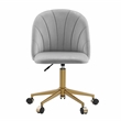 Linon Alyssa Upholstered Adjustable Swivel Desk Chair Gold Legs in Light Gray