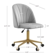 Linon Alyssa Upholstered Adjustable Swivel Desk Chair Gold Legs in Light Gray