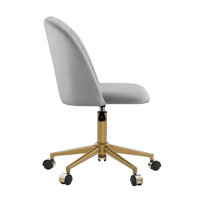 Linon Alyssa Upholstered Adjustable Swivel Desk Chair Gold Legs in