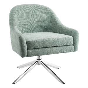 Linon London Capri Upholstered Steel Leg Swivel Accent Chair in Seafoam Green