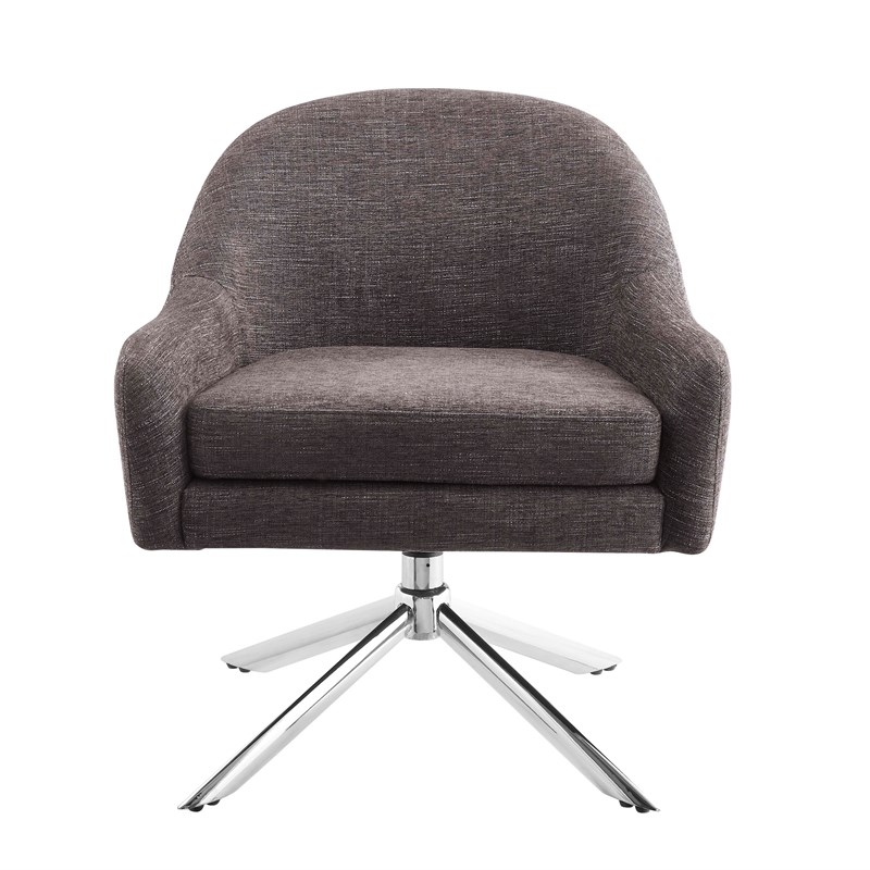 Linon London Upholstered Steel Leg Swivel Accent Chair in Gray Fabric