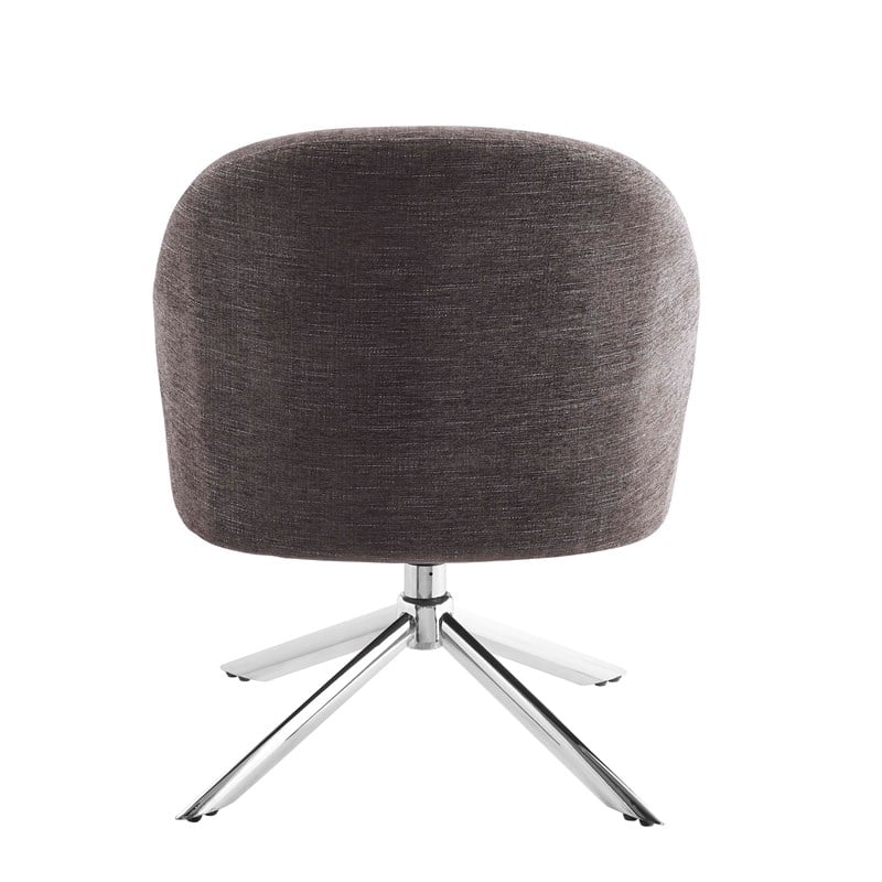 Linon London Upholstered Steel Leg Swivel Accent Chair in Gray Fabric