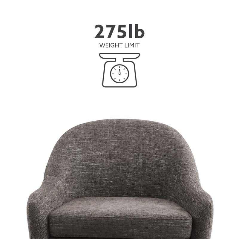 Linon London Upholstered Steel Leg Swivel Accent Chair in Gray Fabric