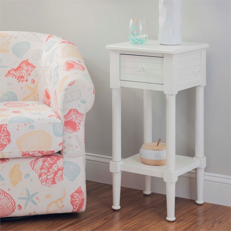 Linon Styers Wood End Table with Storage in White