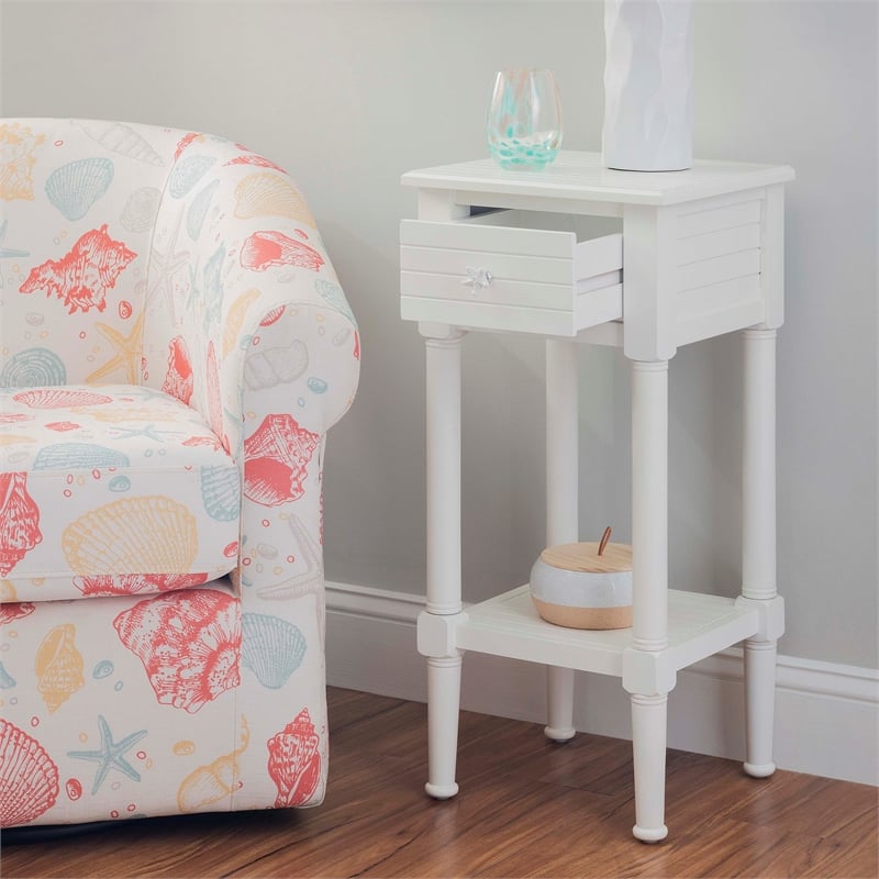Linon Styers Wood End Table with Storage in White