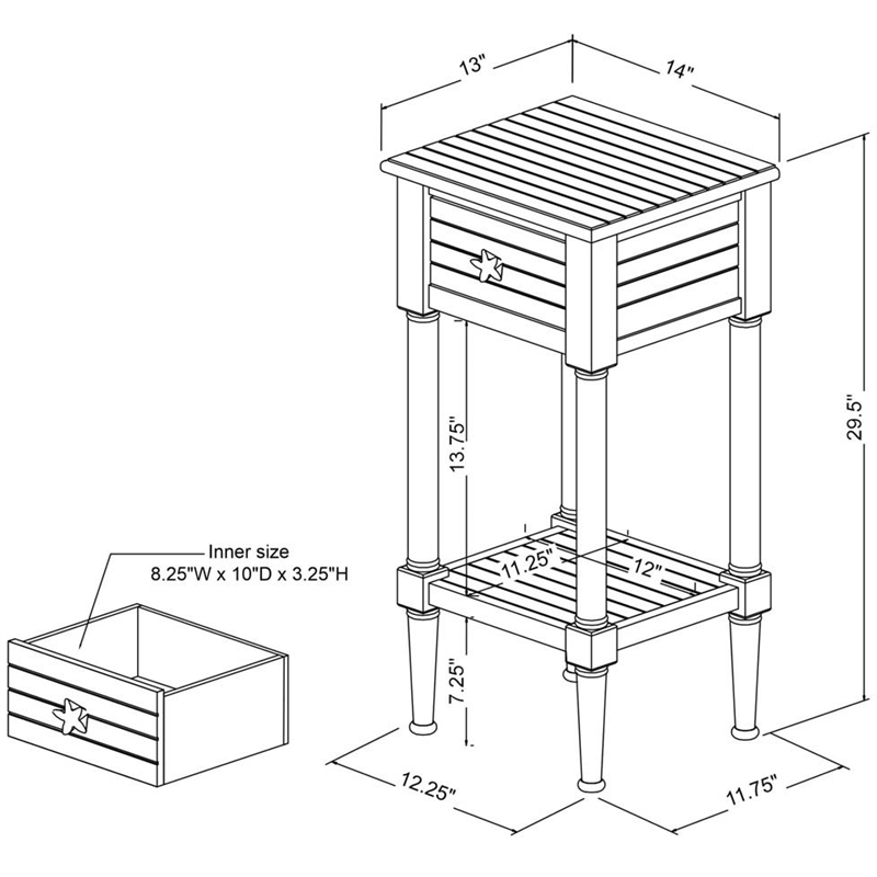 Linon Styers Wood End Table with Storage in White
