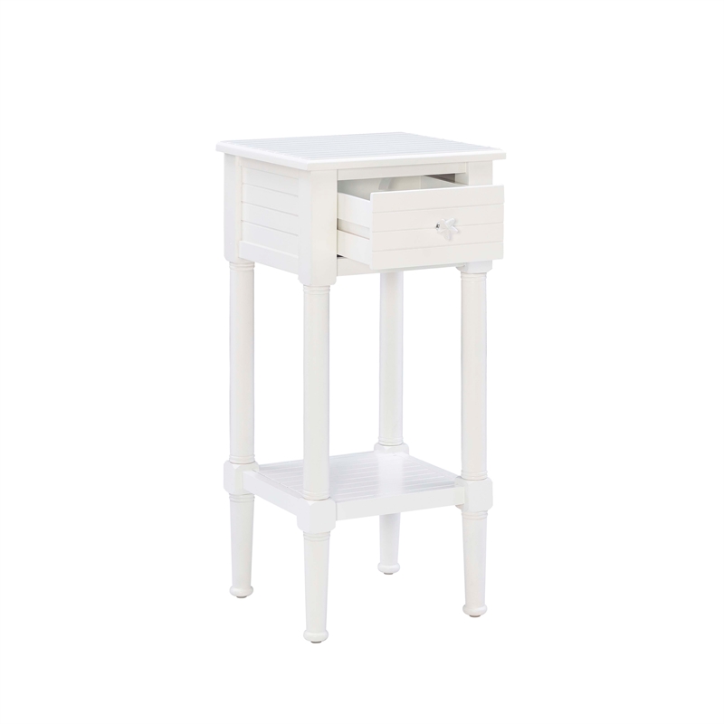 Linon Styers Wood End Table with Storage in White