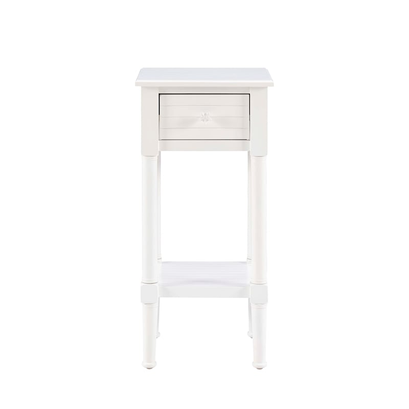 Linon Styers Wood End Table with Storage in White